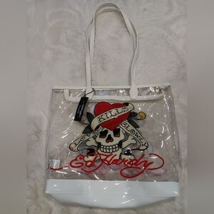 Ed Hardy skull clear tote bag **NWT**